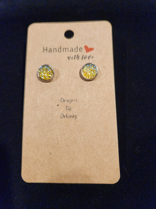 Yellow Crystal Silver Studs